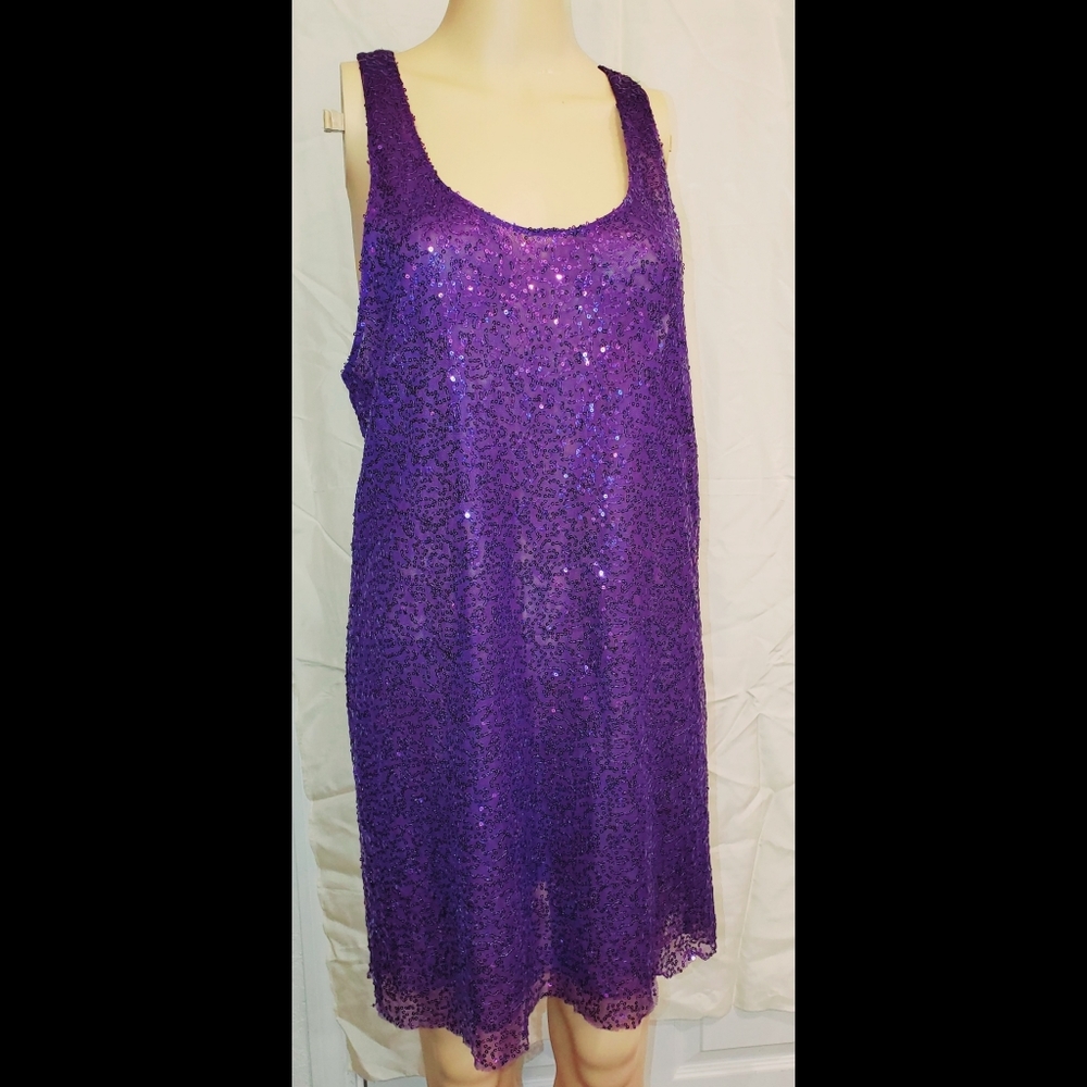 NWT VICTORIA SECRET Amethyst Purple Sequin Slip Dress Medium
